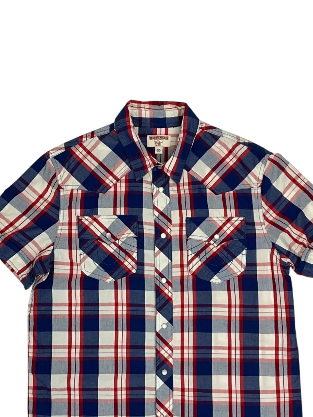 True Religion Pearl Snap Western Shirt M Red White Blue Patriotic